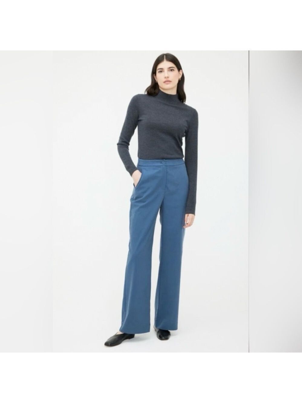 Kit and Ace Sublime Wide Leg Trousers High Rise Blue Sz 6